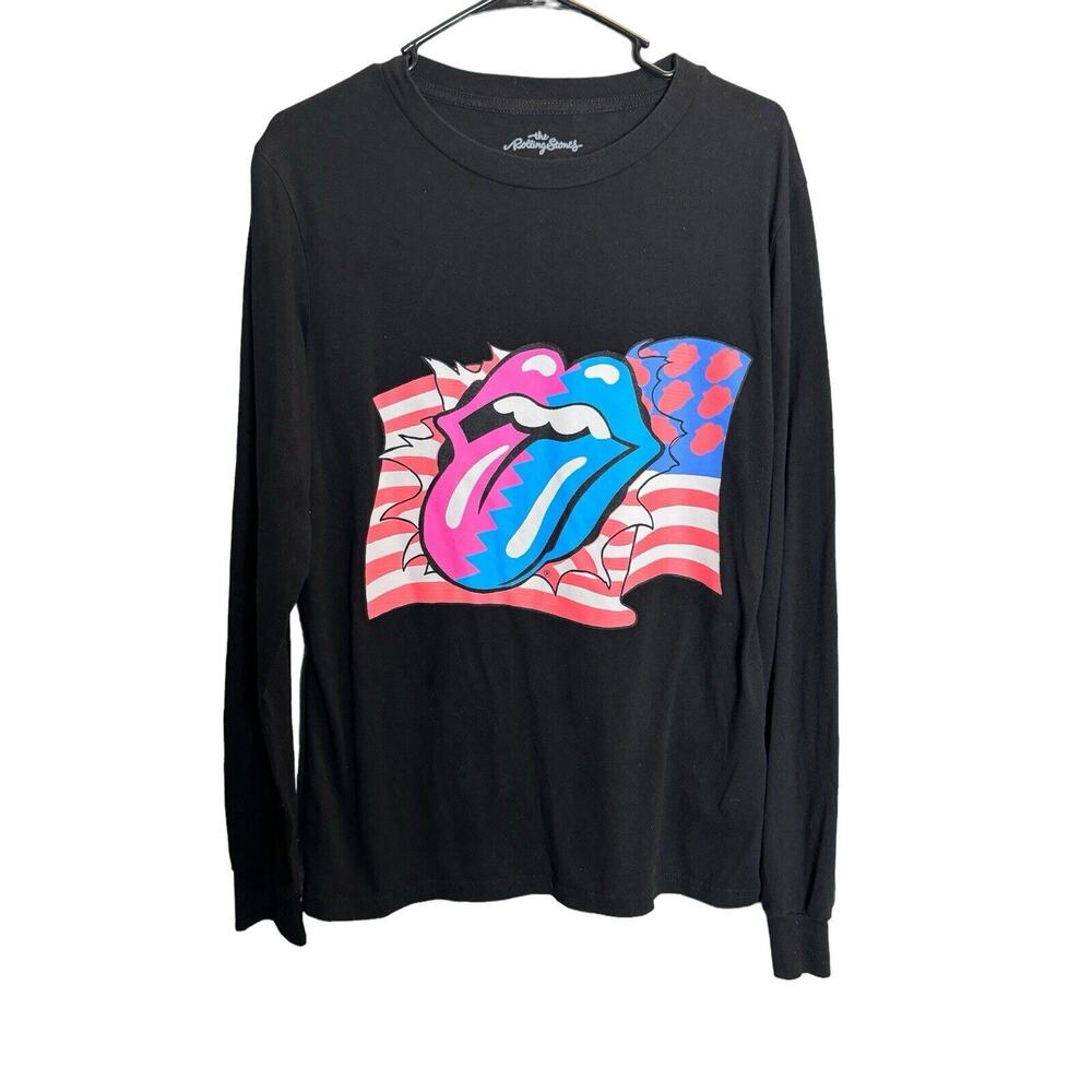 The Rolling Stones Mens Steel Wheels Black Long Sleeve T-Shirt, Size Small